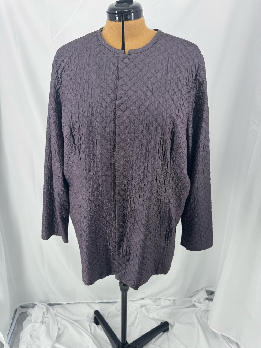 Eileen Fisher 100% Silk Quilted Jacket in Muted Eggplant 0352